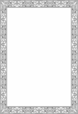 Siyah vektör karesi klasik Bizans süsü. Dikdörtgen, sınır, Antik Yunan, Doğu Roma İmparatorluğu çerçevesi. Rus Ortodoks Kilisesi Dekorasyonu