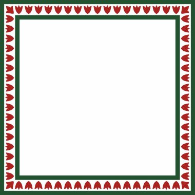 Vektör renkli kare Türk ulusal süsü. Osmanlı sınırı, çerçeve. Etnik çiçek dikdörtgeni, Seljuk Türkleri deseni. Sultan 'ın sarayının dekorasyonu.