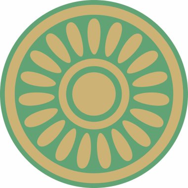 Yeşil süslemeli Asurlu altın taşıyıcısı. Çember, sınır, Mezopatamya çerçevesi. Şablon, kadim doğunun yüzüğü.