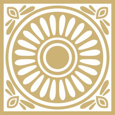 Vektör karesi Asurlu altın süsü. Dikdörtgen, sınır, Mezopatamya çerçevesi. Antik Doğu 'nun düzeni