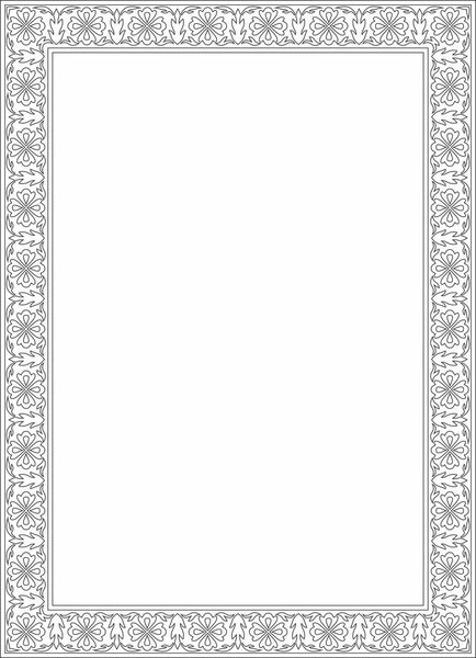 Векторный чёрный контур площади Турецкого национального орнамента. Граница с Османской империей. Этнические цветочные прямоугольники, сельджуки-турки. Оформление дворцов султана