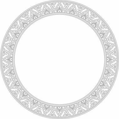 Vector round siyah sınır, çerçeve, Pompeii yüzüğü. Çember Napoli süsü. Antik Roma Sanatı. Boyalı cam şablonu