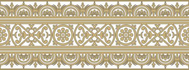 Kusursuz altın ve siyah sınır, Pompei çerçevesi. Bitmek bilmeyen Napoli süsü. Antik Roma Sanatı