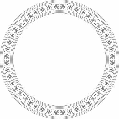 Siyah çizgili vektör klasik Bizans süsü. Çember, halka, sınır, Antik Yunan, Doğu Roma İmparatorluğu çerçevesi. Rus Ortodoks Kilisesi Dekorasyonu