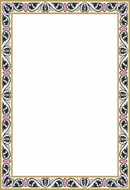 Vektör renkli kare klasik Bizans süsü. Dikdörtgen, sınır, Antik Yunan, Doğu Roma İmparatorluğu çerçevesi. Rus Ortodoks Kilisesi Dekorasyonu