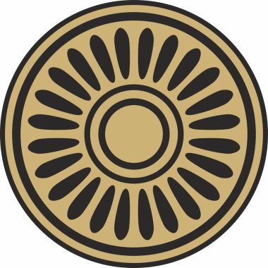 Asurluların altın ve siyah süslemeleri. Çember, sınır, Mezopatamya çerçevesi. Şablon, kadim doğunun yüzüğü.