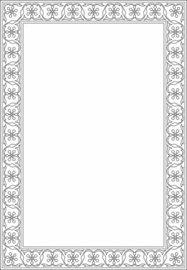 Vektör karesi siyah İran süsü. Dikdörtgen, çerçeve, sınır, İran, Irak, Tacikistan halklarının etnik düzeni