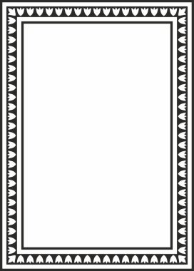 Vector monokrom siyah kare Türk ulusal süsü. Osmanlı sınırı, çerçeve. Etnik çiçek dikdörtgeni, Seljuk Türkleri deseni. Sultan 'ın sarayının dekorasyonu.