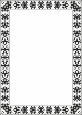 Vektör karesi Avrupa siyah monokrom süsü. Dikdörtgen desen, çember, Orta Çağ yüzüğü. Diriliş sınırı. Sarayların ve kiliselerin dekorasyonları