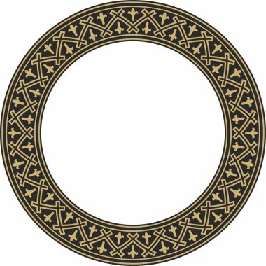 Avrupa altın ve siyah süsü etrafında vektör. Sonsuz düzen, çember, Orta Çağ 'ın yüzüğü. Diriliş sınırı. Sarayların ve kiliselerin dekorasyonları