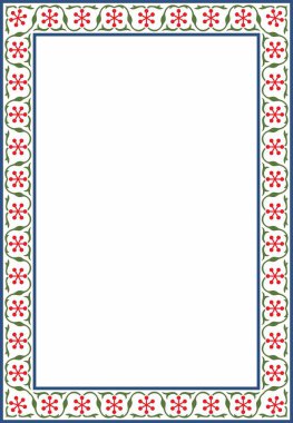 Vektör kare renkli ulusal İran süsü. Dikdörtgen, çerçeve, sınır, İran, Irak, Tacikistan halklarının etnik düzeni