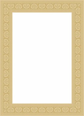 Vektör kare altın antik Rus süsü. Slav dikdörtgeni, sınır, çerçeve. Kraliyet odalarının resimleri.