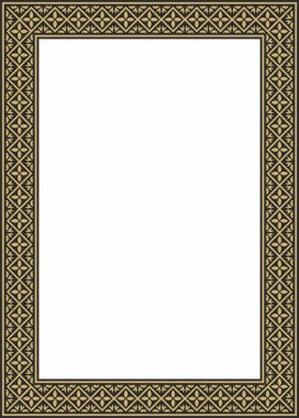 Vektör altın ve siyah kare klasik Rönesans süsü. Dikdörtgen, Avrupa sınırı, canlanma biçimi çerçevesi