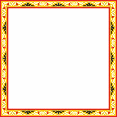 Vektör renkli kare klasik Bizans süsü. Dikdörtgen, sınır, Antik Yunan, Doğu Roma İmparatorluğu çerçevesi. Rus Ortodoks Kilisesi Dekorasyonu