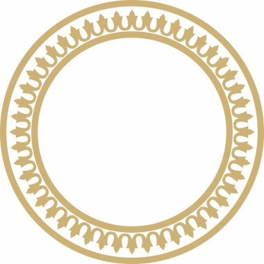 Vektör altın turu Türk ulusal süsü. Osmanlı sınırı, çerçeve. Etnik çiçek çemberi, halka, Seljuk Türkleri deseni. Sultan 'ın sarayının dekorasyonu.