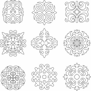 Siyah vektör, Kazak ulusal süsü. Büyük Steppe 'deki insanların etnik kalıpları,