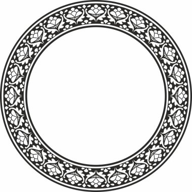 Ulusal Hint süsü etrafında siyah tek renkli taşıyıcı. Çember, halka, sınır, etnik Hindu çerçevesi