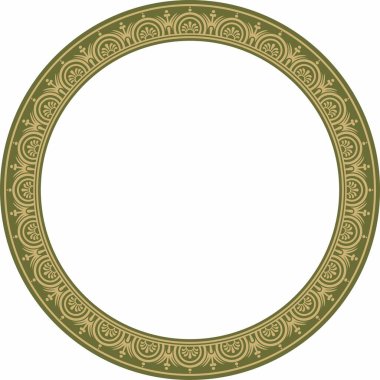 Yeşil kenarlı, çerçeveli, Pompei yüzüklü, yuvarlak altın bir taşıyıcı. Çember Napoli süsü. Antik Roma Sanatı