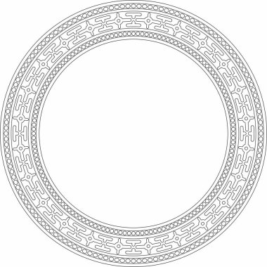Siyah çizgili vektör eski Rus süsü. Slav sınırı, çerçeve. Çember, halka. Kraliyet odalarının resimleri.