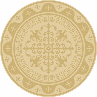 Vektör altın yuvarlak gotik süs. Ortaçağ Avrupa çemberi, halka, sınır. Klasik Almanların, Açılar, Saksonlar, Franklar.