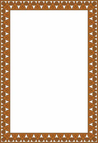 Vektör turuncu ve siyah Amerikan halk süsü. Kare sınır, Amerikan halkının çerçevesi, Aztek, İnka, Maya
