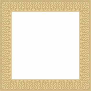 Vektör altın Arap ulusal kare süsü. Etnik dikdörtgen, doğu halkları çerçevesi. Farsça resim