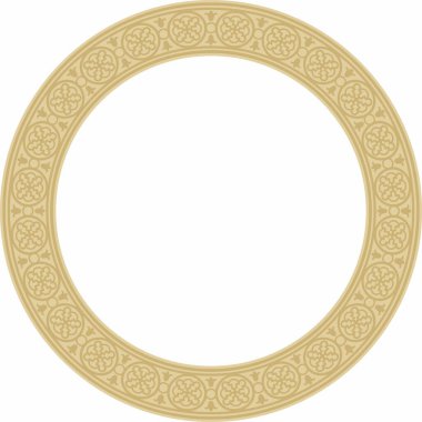 Avrupa altın süsü etrafında vektör. Sonsuz düzen, çember, Orta Çağ 'ın yüzüğü. Diriliş sınırı. Sarayların ve kiliselerin dekorasyonları