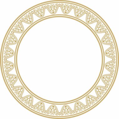 Asurlu altın süslemesi. Çember, sınır, Mezopatamya çerçevesi. Şablon, kadim doğunun yüzüğü.