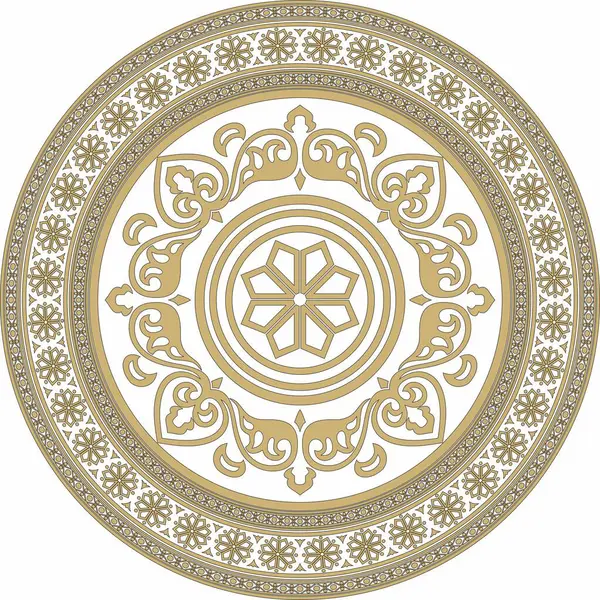 Vector yuvarlak altın ve siyah antik Rus süsü. Slav sınırı, çerçeve. Çember, halka. Kraliyet odalarının resimleri.