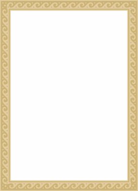 Vektör altın klasik Yunan kare süsü. Antik Yunan ve Roma İmparatorluğu dikdörtgeni. Bizans duvarları, zemin ve tavan resimleri. Avrupa saraylarının dekorasyonu