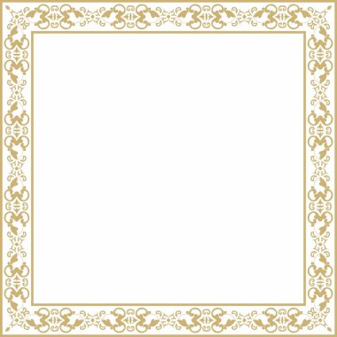 Vektör kare altın antik Rus süsü. Slav dikdörtgeni, sınır, çerçeve. Kraliyet odalarının resimleri.