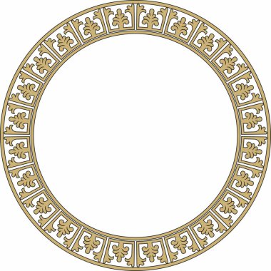 Vektör altın ve siyah yuvarlak klasik Bizans süsü. Çember, halka, sınır, Antik Yunan, Doğu Roma İmparatorluğu çerçevesi. Rus Ortodoks Kilisesi Dekorasyonu