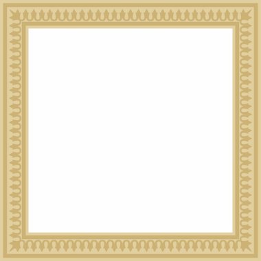 Vektör altın kare Türk ulusal süsü. Osmanlı sınırı, çerçeve. Etnik çiçek dikdörtgeni, Seljuk Türkleri deseni. Sultan 'ın sarayının dekorasyonu.