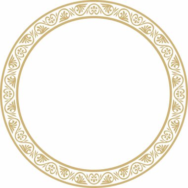 Vector Golden Round klasik Bizans süsü. Çember, halka, sınır, Antik Yunan, Doğu Roma İmparatorluğu çerçevesi. Rus Ortodoks Kilisesi Dekorasyonu