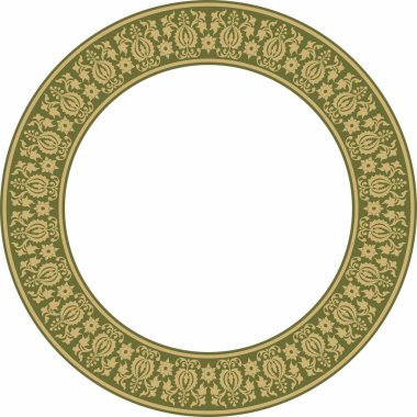 Yeşil antik Rus aksesuarlı saf altın taşıyıcı. Slav sınırı, çerçeve. Çember, halka. Kraliyet odalarının resimleri.