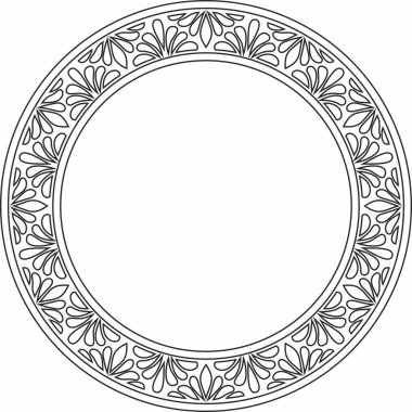 Siyah çizgili vektör klasik Bizans süsü. Çember, halka, sınır, Antik Yunan, Doğu Roma İmparatorluğu çerçevesi. Rus Ortodoks Kilisesi Dekorasyonu