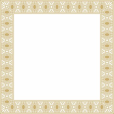 Vektör karesi Avrupa altın süsü. Dikdörtgen desen, çember, Orta Çağ yüzüğü. Diriliş sınırı. Sarayların ve kiliselerin dekorasyonları