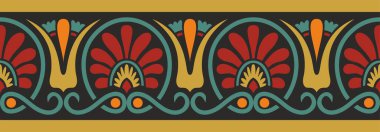 Vektör renkli klasik kusursuz Avrupa ulusal süsü. Romalıların etnik kalıpları. Sınır, Antik Yunan çerçevesi, Roma İmparatorluğu.