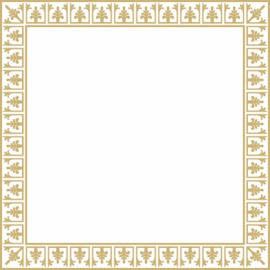 Vektör altın kare klasik Bizans süsü. Dikdörtgen, sınır, Antik Yunan, Doğu Roma İmparatorluğu çerçevesi. Rus Ortodoks Kilisesi Dekorasyonu
