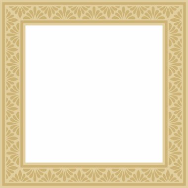 Vektör altın kare klasik Bizans süsü. Dikdörtgen, sınır, Antik Yunan, Doğu Roma İmparatorluğu çerçevesi. Rus Ortodoks Kilisesi Dekorasyonu