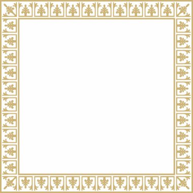 Vektör altın kare klasik Bizans süsü. Dikdörtgen, sınır, Antik Yunan, Doğu Roma İmparatorluğu çerçevesi. Rus Ortodoks Kilisesi Dekorasyonu