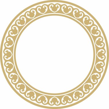 Vector Golden Round klasik Bizans süsü. Çember, halka, sınır, Antik Yunan, Doğu Roma İmparatorluğu çerçevesi. Rus Ortodoks Kilisesi Dekorasyonu