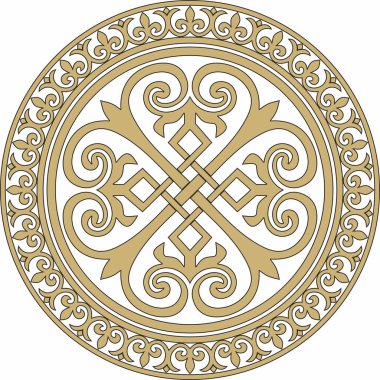 Vektör altın ve siyah yuvarlak klasik Bizans süsü. Çember, halka, sınır, Antik Yunan, Doğu Roma İmparatorluğu çerçevesi. Rus Ortodoks Kilisesi Dekorasyonu