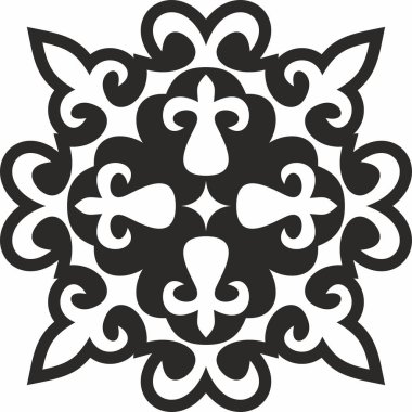 Siyahi tek renkli Kazak ulusal süsü. Büyük Steppe 'deki insanların etnik kalıpları,