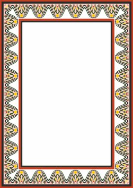 Vector square Assyrian color ornament. Rectangle, border, frame of Mesopatamia. Pattern of the ancient East clipart