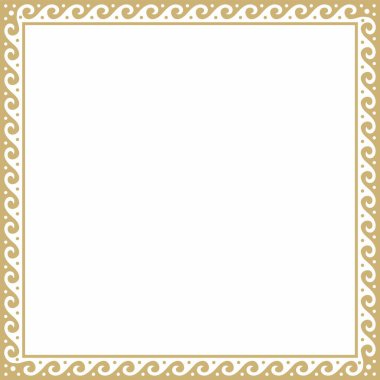 Vektör altın klasik Yunan kare süsü. Antik Yunan ve Roma İmparatorluğu dikdörtgeni. Bizans duvarları, zemin ve tavan resimleri. Avrupa saraylarının dekorasyonu