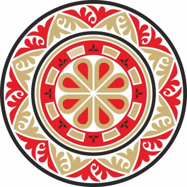 Renkli vektör, klasik Bizans süsü. Çember, halka, sınır, Antik Yunan, Doğu Roma İmparatorluğu çerçevesi. Rus Ortodoks Kilisesi Dekorasyonu