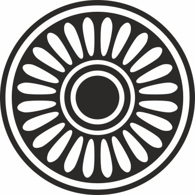 Vector round Asur siyah tek renkli süsü. Çember, sınır, Mezopatamya çerçevesi. Şablon, kadim doğunun yüzüğü.