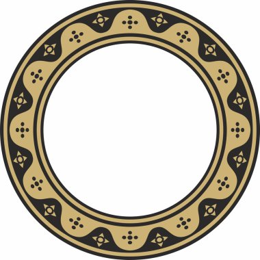 Siyah ve altın renkli gotik süs. Ortaçağ Avrupa çemberi, halka, sınır. Klasik Almanların, Açılar, Saksonlar, Franklar.