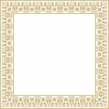 Vektör kare altın antik Rus süsü. Slav dikdörtgeni, sınır, çerçeve. Kraliyet odalarının resimleri.